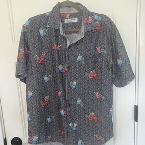 Tommy Bahama Shirt Mens Medium‎ Tiki Coconut Point Island Zone CoolMax Hawaiian